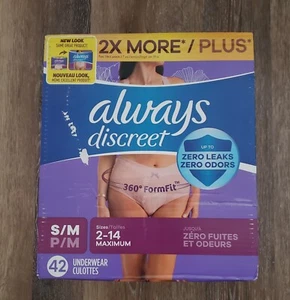 Ropa interior para incontinencia siempre discreta para mujer, máxima, pequeña/mediana, 42 unidades - Imagen 1 de 6