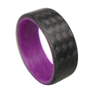 Carbon Fiber Twill Purple Glow Ring-Made in USA- sizes 4-16 - Picture 1 of 8