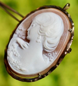 14K MASSIVES GELBGOLD 10,3 GRAMM 2,1" X 1,7" KAMEE ANSTECKNADEL BROSCHE ANHÄNGER *20* - Bild 1 von 12