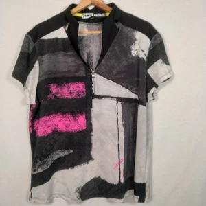 Jamie Sadock Shirt XL Black Pink Gray Pullover 1/4 Zip Activewear Athletic READ - Picture 1 of 13