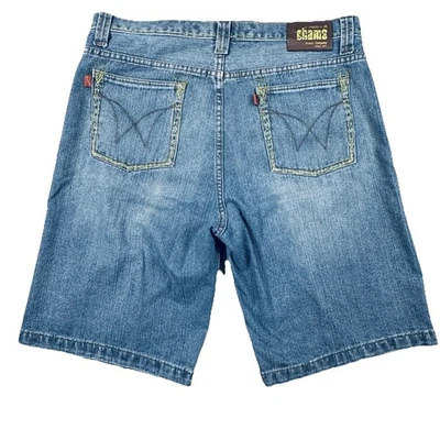 Pantalones Cortos Vaqueros Y2K Años 90 Chams Bordados 38x11 Streetwear Patinador Grunge Usados en Excelente Condición Foto 1 de 4