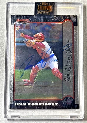 2022 Topps Archives Signature Series Ivan Rodriguez 1/1 Auto 1999 Bowman Chrome! - Image 1 of 2