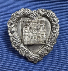 Vintage spätviktorianisches Tintenfass in Herzform versilbert ca 1890-1900 - Bild 1 von 7