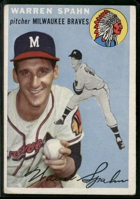 1954 年 Topps #20 Warren Spahn 状况极佳 — 第 1/2 张图片