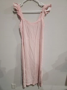 Loft Pink White Polka Dot Sweetheart Neck Ruffled Strap Midi Dress Size 6 EUC  - Picture 1 of 7