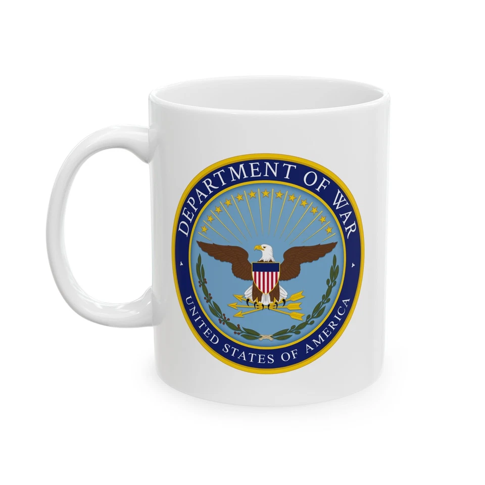 STICKER VET MUG America Department of War Seal Coffee Cup, Military Trump USA Defense DOW