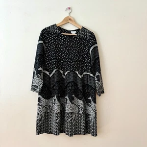 Modcloth Kling Horse Dress Black and White Equestrian Midi Long Sleeve Medium - Picture 1 of 7