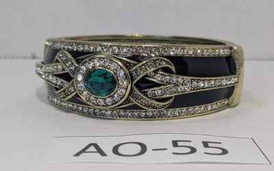 ** (NOS) Heidi Daus "Casual Chic" pulseira de cristal verde e esmalte preto AO-55 - Imagem 1 de 4