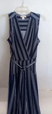 Mono Montreau Para Mujer Talla L Azul Marino/Blanco Rayas Pierna Ancha Bolsillos Nuevo Antiguo Stock Foto 1 de 4