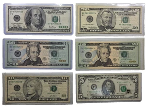 1995 2004 US $100 $50 $20 $10 $5 DOLLAR STAR NOTES LOT #BKAL - Picture 1 of 8