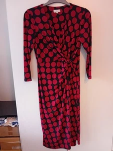 Ladies Country Casuals Red & Black Wrap-style Dress Size S Petite - Picture 1 of 7