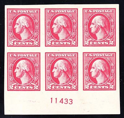 US 534 2c Washington Mint Plate #11433 Block of 6 XF OG H SCV $130 (001) - Image 1 of 2