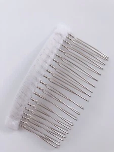 Women Lady Bride Bridal Veil hair head DIY accessory Metal Silver color Comb - Picture 1 of 9