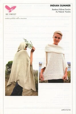 Be Sweet Knitting Pattern Indian Summer Bamboo Pullover Poncho Au Natural Poncho - Image 1 of 4