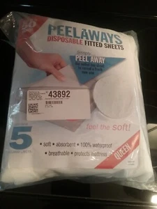 Peelaways Disposable Fitted Sheets, QUEEN size, 5 layers, New, Sealed - Picture 1 of 2