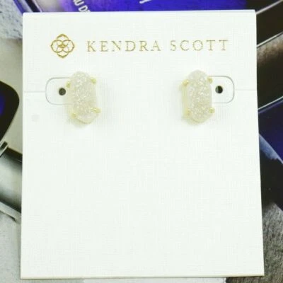 CLEARANCE!! NWOT Kendra Scott Betty White Iridescent Drusy Earrings Gold Tone - Image 1 of 4