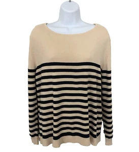 Zara Top Striped Preppy Tan XL Pullover Sweater Multi Knit Top Office Casual - Picture 1 of 8
