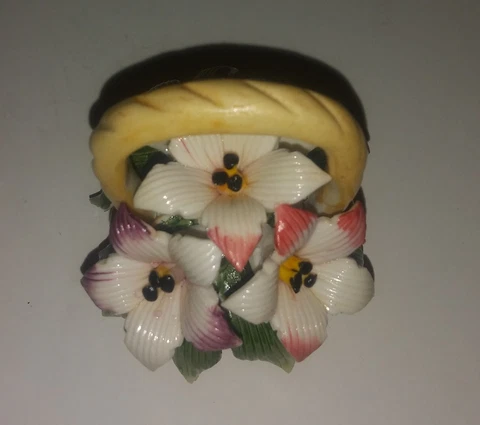 Ceramic Flower Bowl Miniature 2.5" Basket Mint Cover