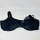 HSIA Bra 44DDD Black Sheer Lace Full Coverage Underwire Unlined Minimizers