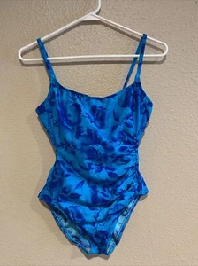 Cole Of California Womens Vintage Blue Floral One Piece Swim Suit Size 10 - Picture 1 of 5