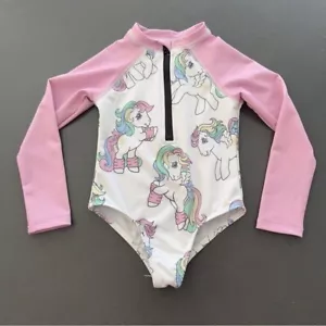 MLP My Little Pony Retro Print Girls Swimwear Pink Swimsuit Wetsuit Starshine 2T - Picture 1 of 10