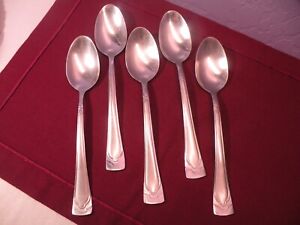 Set Of 5 Cambridge DANA FROST Satin Stainless Flatware Oval Soup Spoons 7 7/8"