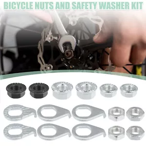 1 Set Bicycle Wheel Axle Nut Safety Washer Kit for Mountain Bike Wheel Axle - Picture 1 of 7