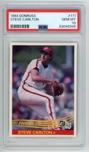 1984 Donruss #111 Steve Carlton Philadelphia Phillies HOF PSA 10 Gem Mint - Bild 1 von 2
