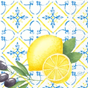 Duni Servietten 33x33 cm 50 Stck. 3lg. Zitrone Mediterran Sommer Tisch Deko - Bild 1 von 2