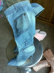 womens boots worn denim, size 9 - Picture 1 of 1