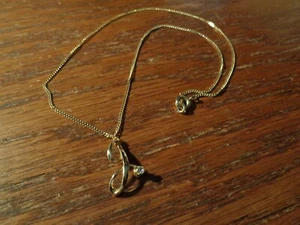 Vintage Gold Tone Necklace "J" w/White Stone ORE - Picture 1 of 2