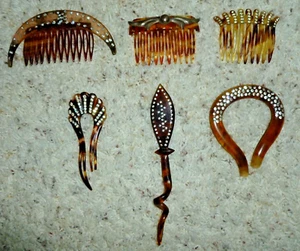6 Antique Victorian Hair Combs 1 Sterling & More All Sold As Is and As Shown - Bild 1 von 13