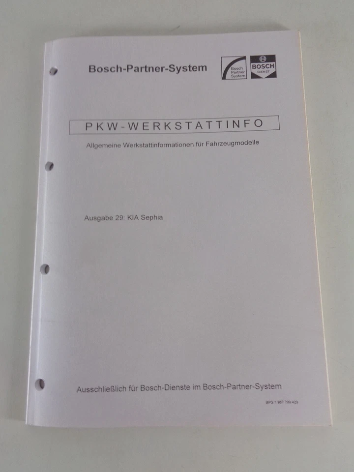 Manual De Taller De Bosch Para Kia Sephia Fecha 10/1996 - Imagen 1 de 1