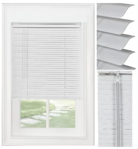 GREY PVC WINDOW BLINDS SLATE PRIVACY EASY FIT TRIMABLE VENETIAN BLIND L-SHAPE UK - Picture 1 of 8