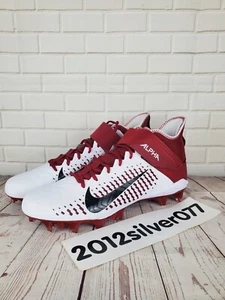 Size 14 Nike Men's Alpha Menace Pro 2 Mid Football Cleats White/Red BV3945-106 - Picture 1 of 9