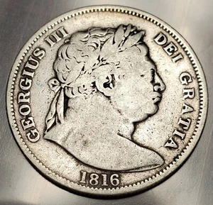 1816 Great Britain 1/2 Crown World Silver Coin George III - Picture 1 of 2