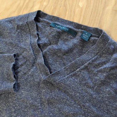 Perry Ellis Blue Linen Cotton Blend V Neck Sweater Men’s Medium Lightweight - Image 1 of 4
