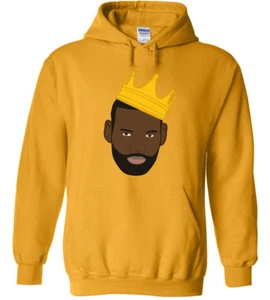 GOLD Lebron James Los Angeles Lakers "KING PIC" HOODED SWEATSHIRT - Picture 1 of 5
