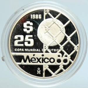 1985 MEXICO FIFA World Cup 1986 Football Soccer PRF Silver 25 Peso Coin i105592 - Picture 1 of 3