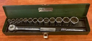 Vintage S-K 1/2" Antrieb SAE Steckschlüsselsatz 15 Stück. + Original S-K Chicago Box USA - Bild 1 von 12
