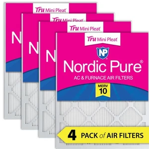 20x25x1 (19_1/2x24_1/2) Nordic Pure Tru Mini Pleat MERV 10 Air Filters 4 Pack - Picture 1 of 7