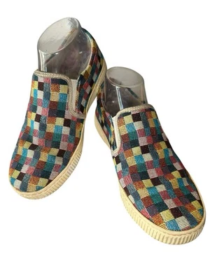 Zapatos sin cordones Born a cuadros talla 7,5 tapiz colorido raro zapatillas cómodas Foto 1 de 4