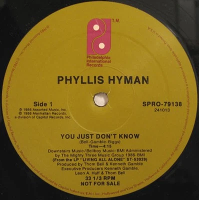 Phyllis Hyman, You Just Don't Know, (12", Promo), NM or M-, 3869313295 - Image 1 of 3