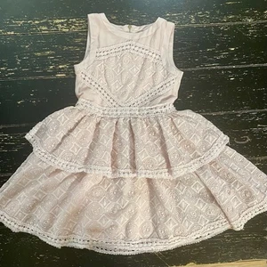 Gianni Bini Girls Fit & Flare Lace Pleated Spring/Summer Dress Pink Sz 8 - Picture 1 of 5