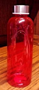 Sport Trinkflasche 25oz rot transparent 8,5x3" Edelstahldeckel von True Living P32 - Bild 1 von 3