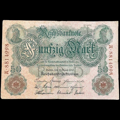 1910 German 50 Mark Banknote WW1 Military Inflation Pre Fascist Hitler Nazi - Image 1 of 4