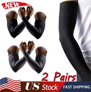 2Pair UPF 50+ Cooling Arm Sleeves Cover Outdoor Sport Basketball For Men Women - Picture 1 of 13