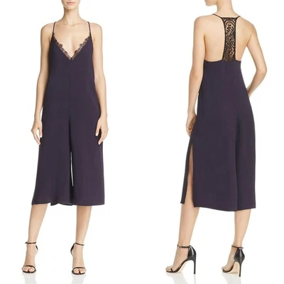 French Connection Size 6 NEW Utility Blue Lacy Esther Crepe Strappy Jumpsuit - Image 1 of 4
