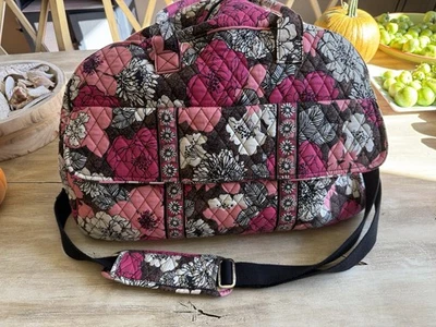 Bolso de Lona Vera Bradley Mocha Rouge Grande Cremallera Fin de Semana Rosa y Marrón NUEVO estado Foto 1 de 4