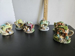 Mice Figurines Teapot Family  Figurine Country Setting Mouse Life Lot Of 6 - Picture 1 of 12